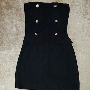 Black strapless dress w/ silver buttons